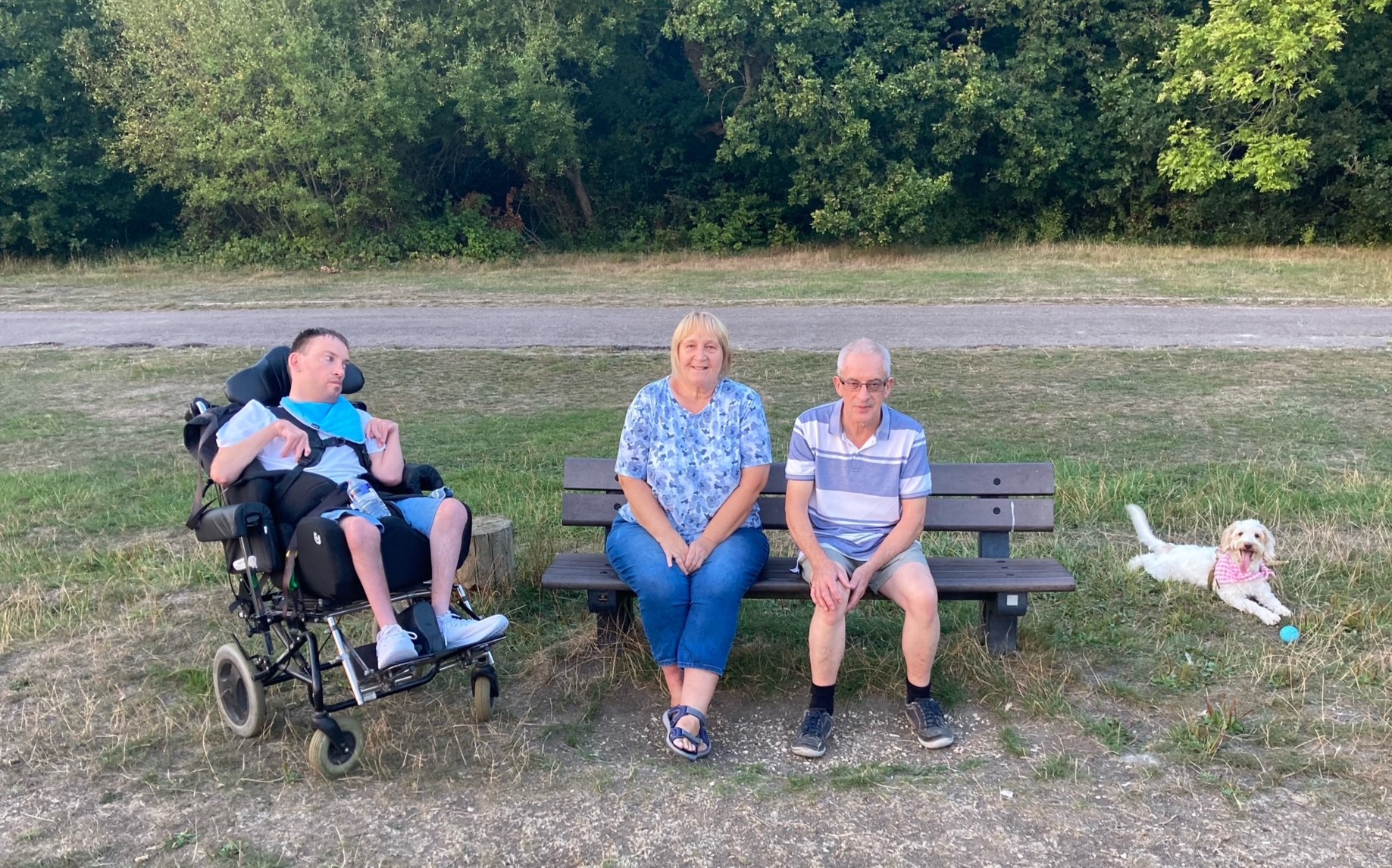 James on a dog walk with his family