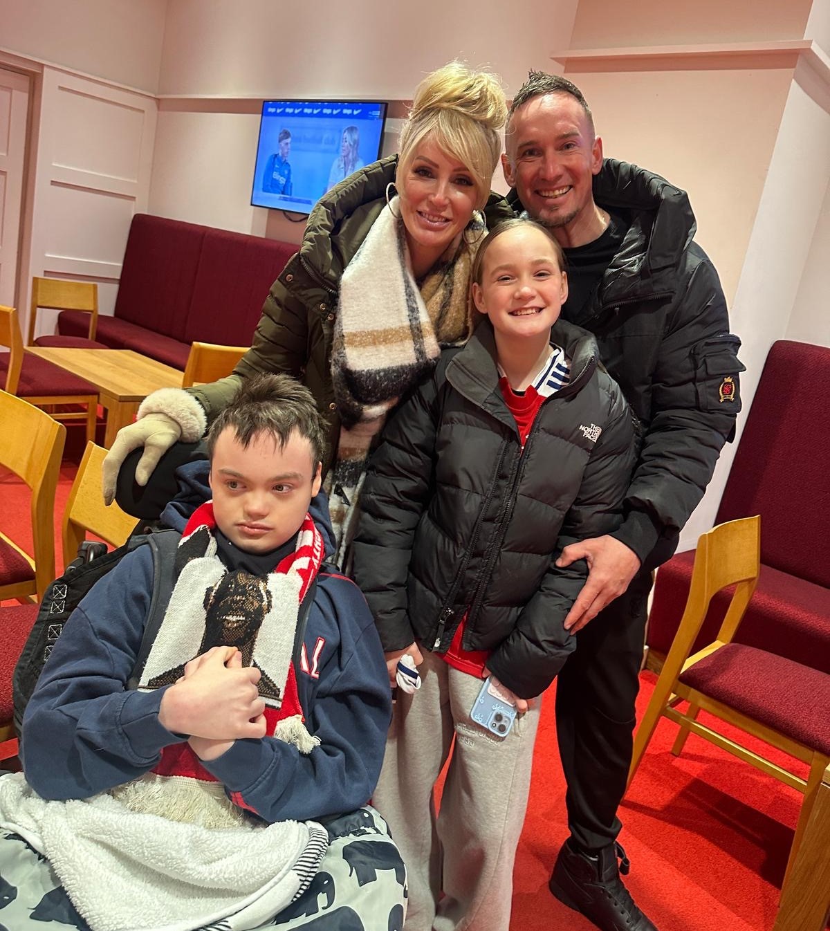 Chester with his parents and sister